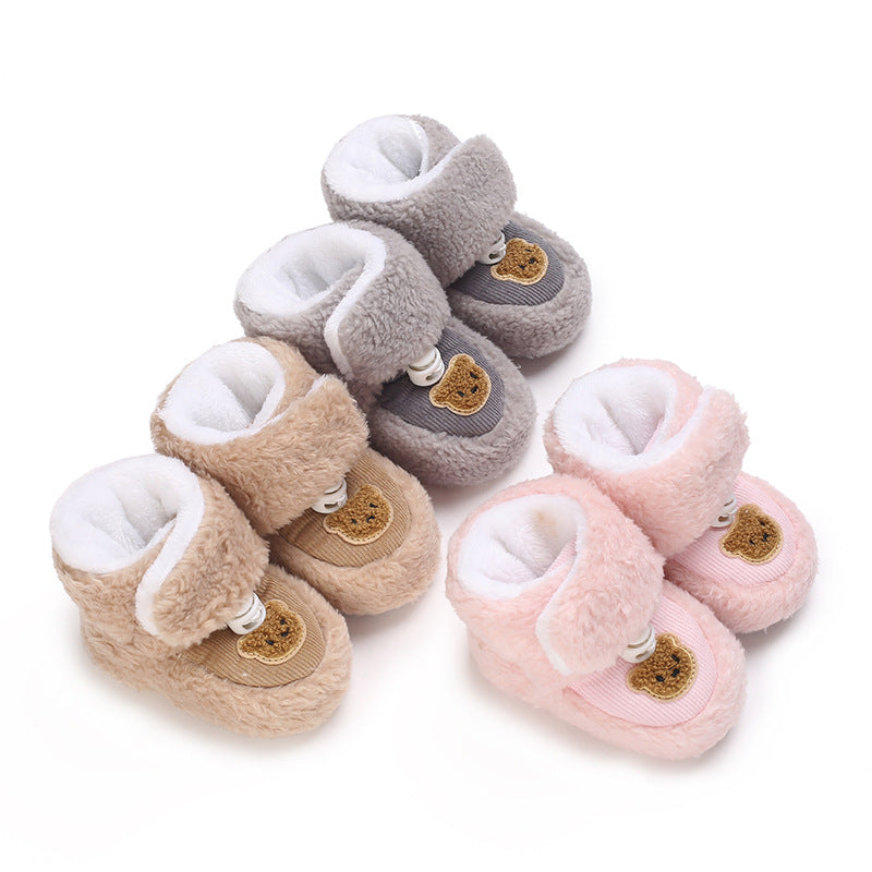 Winter newborn baby cartoon thick warm shoes and socks 0-1 year old baby cotton shoes