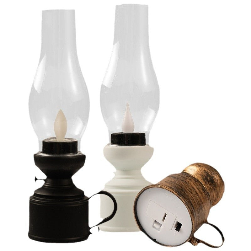 Christmas retro luminous electronic kerosene lamp desktop ornaments New Year Halloween oil lamp scene layout decoration