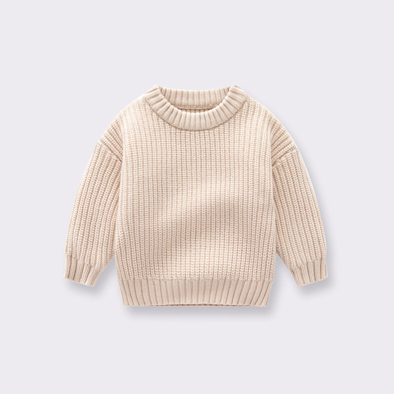 ins hot baby round neck sweater baby boy girl child autumn and winter loose knitted coat sweater