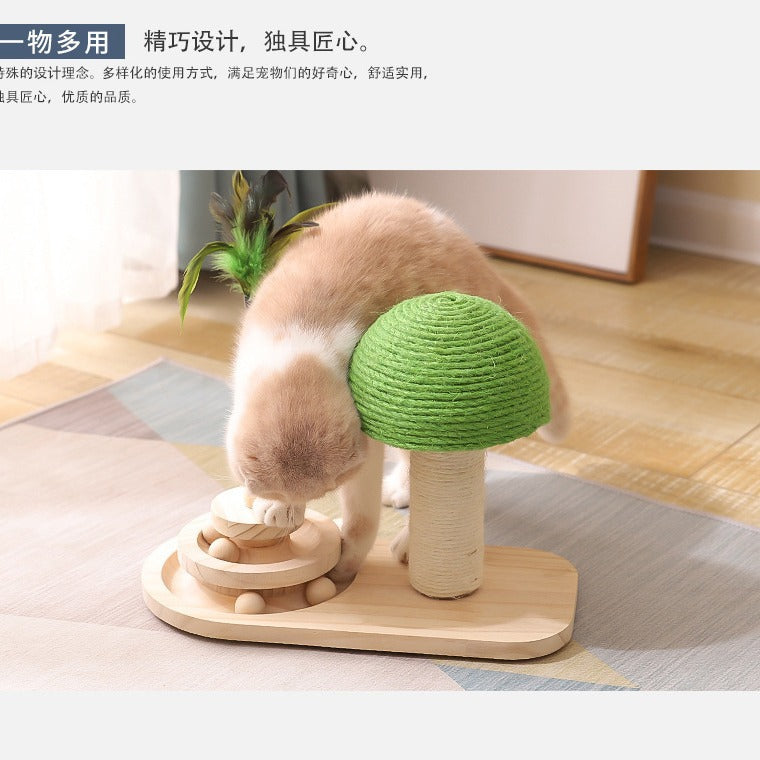 Factory direct supply new cat turntable cat scratching board sisal ball solid wood turntable durable cat toy pet supplies