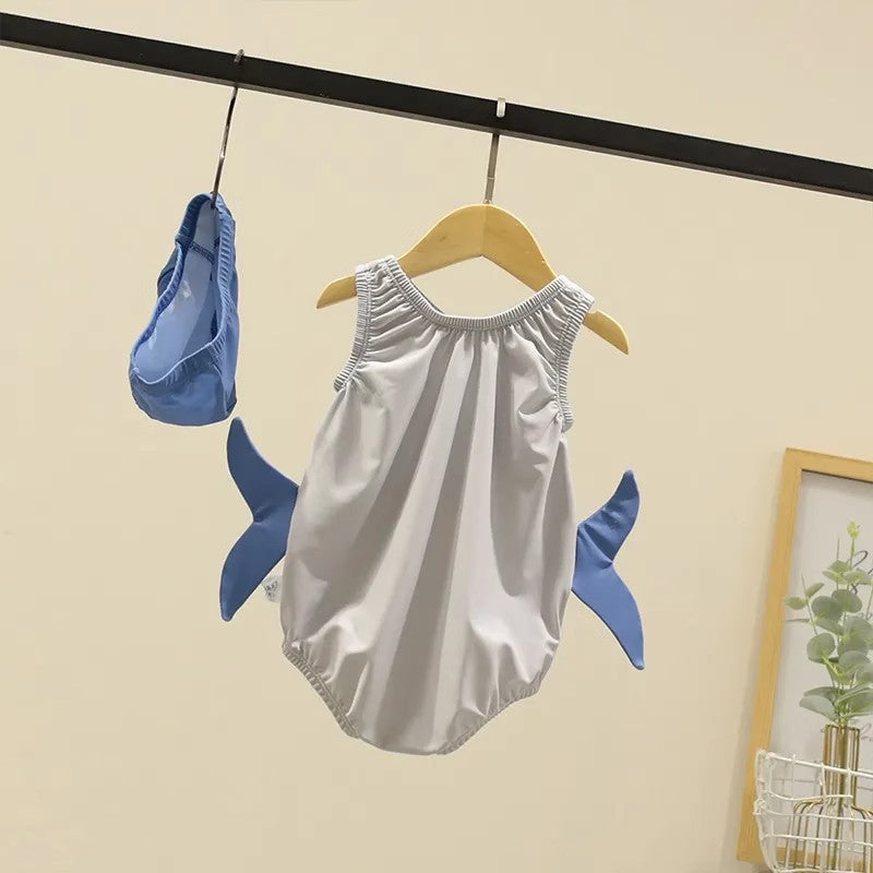 2025 new children's summer one-piece swimsuit cartoon pattern boys and girls swimsuit hot spring baby vacation swimsuit