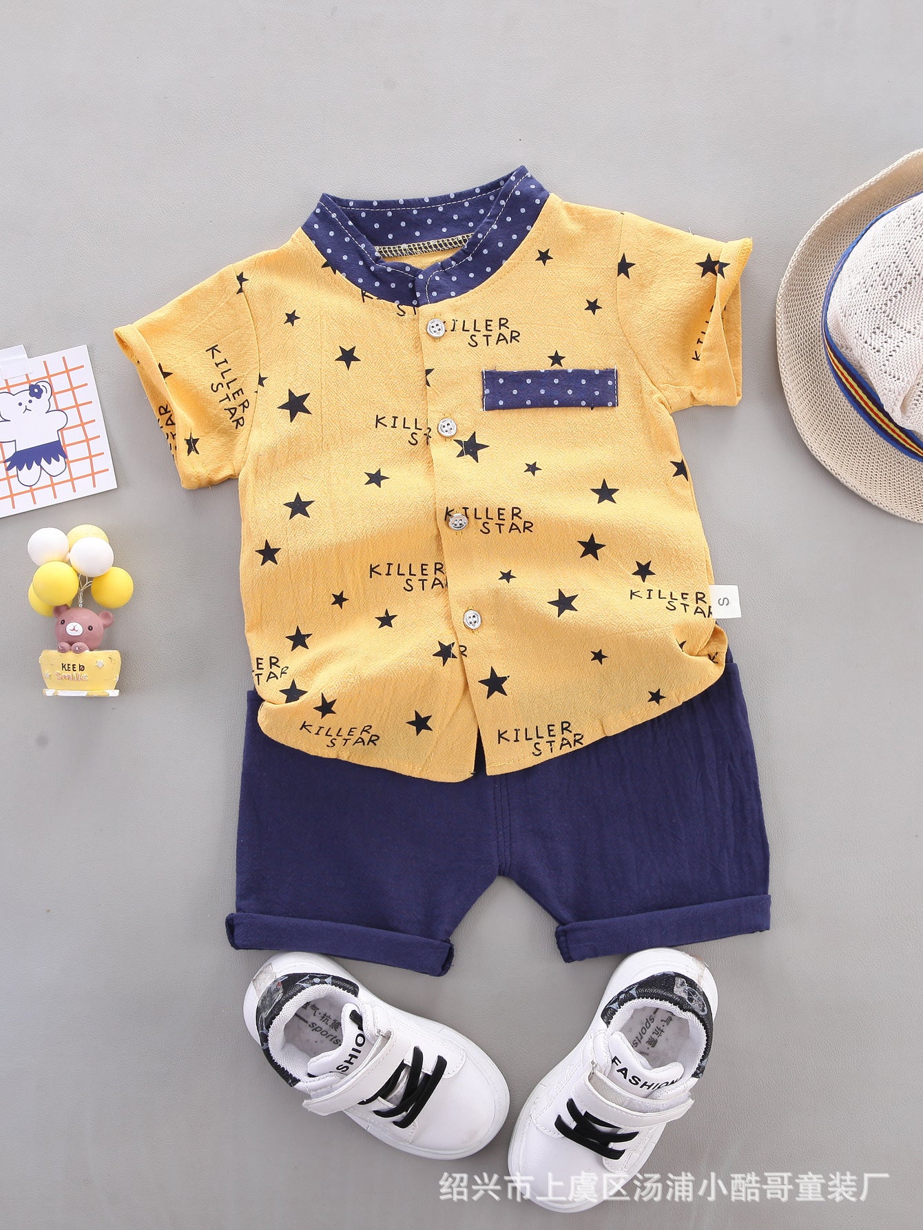 Cross-border children's clothing source manufacturers wholesale summer Korean version of thin baby suits cartoon trendy casual two-piece suits