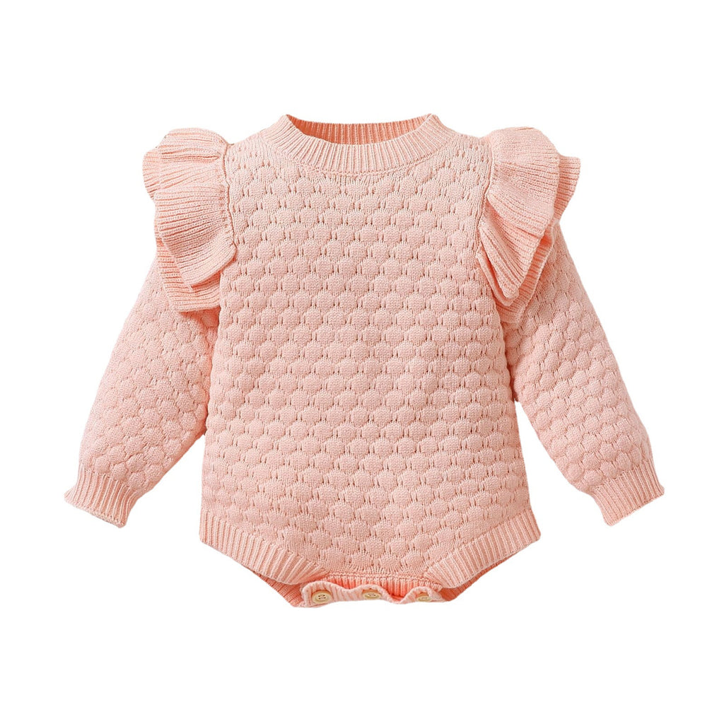Foreign trade winter new baby diamond plaid long-sleeved sweater European and American style children's warm light-colored one-piece triangle crawling