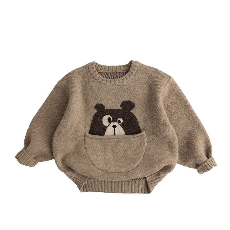 Pocket baby~cute~children's sweater autumn and winter Korean version men and women's trendy cartoon pullover sweater loose