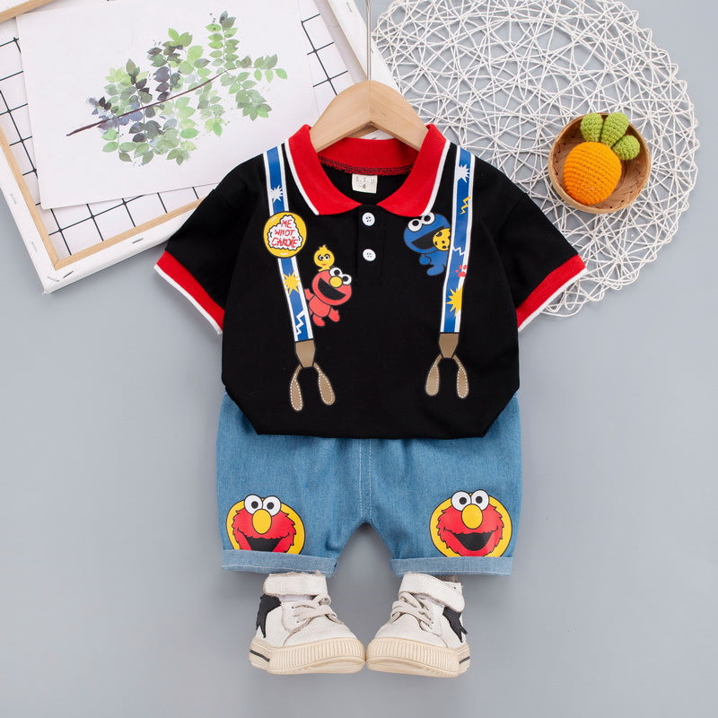 2023 children's clothing summer new style children's clothing boys baby infant suit T-shirt short-sleeved two-piece suit Korean version cross-border