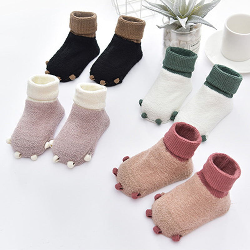 Autumn and winter baby socks terry socks paw socks non-slip dot glue floor socks baby socks spot wholesale