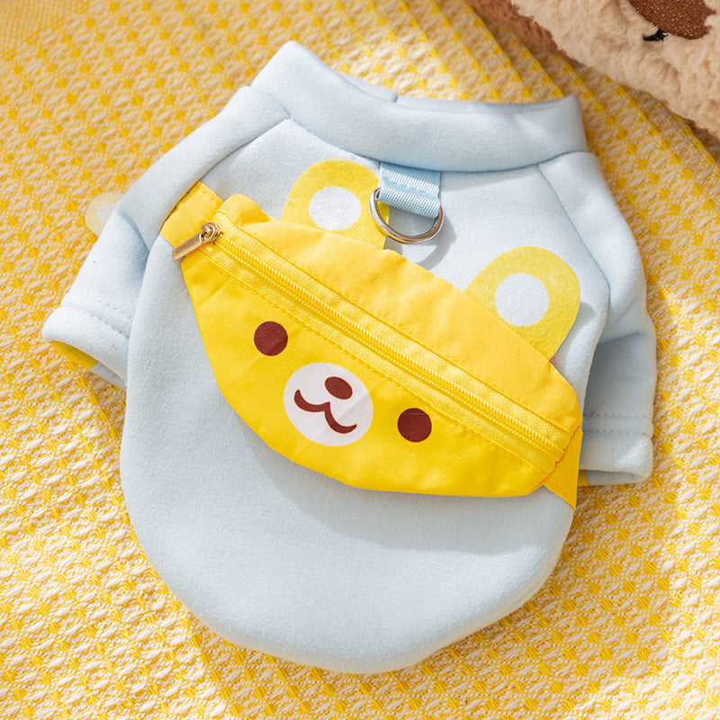 Autumn and winter dog clothes thin fleece warm hooded sweatshirt funny cat two-legged pet clothes Teddy transformation outfit