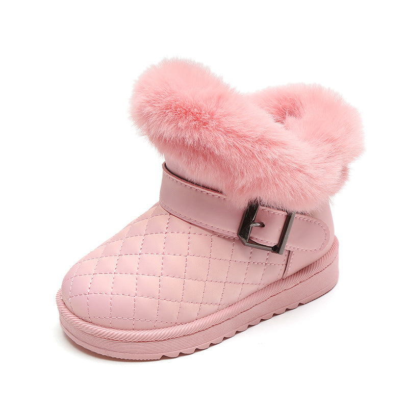 Girls snow boots foreign trade wholesale plus velvet thick waterproof non-slip baby cotton shoes autumn and winter new warm shoes children's shoes