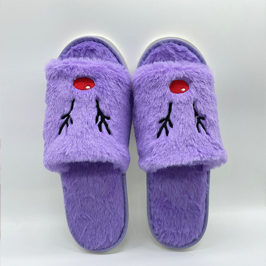 Cross-border hot selling Halloween pumpkin shoes elk Christmas slippers indoor and foreign trade plush open toe plush flat slippers