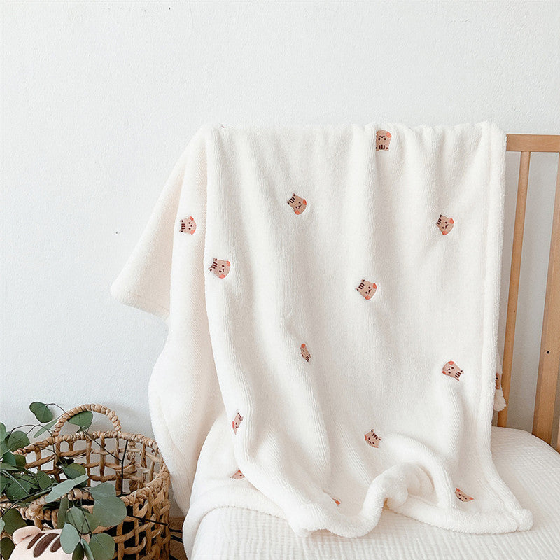 Korean Ins style new baby blanket hug blanket baby going out blanket children embroidery autumn and winter nap blanket