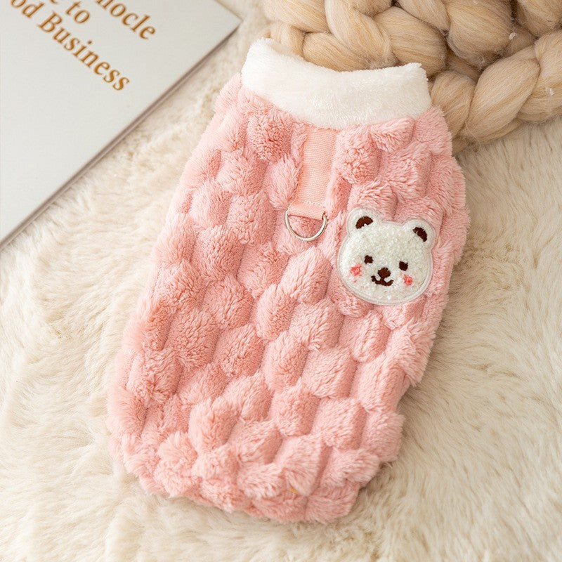 New autumn and winter Korean version dog cute cartoon small and medium-sized dog bear sweatshirt cat Teddy pet dog clothes