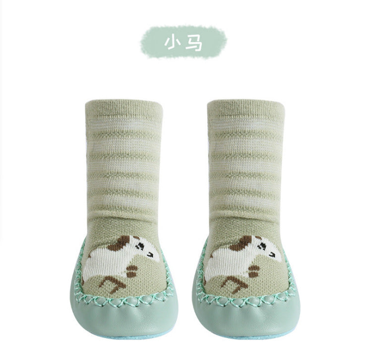 Baby Mesh Floor Socks Spring and Summer Korean Cartoon Thin Breathable Baby Leather Bottom Socks Striped Loose Children's Socks