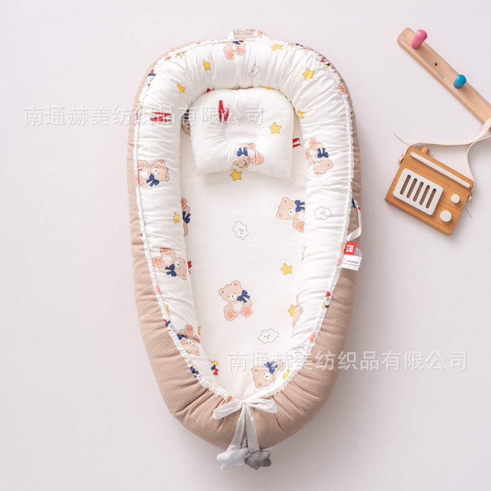 Hemei honeycomb breathable detachable and washable portable baby bed mid-bed bionic baby nest baby pillow travel baby bed