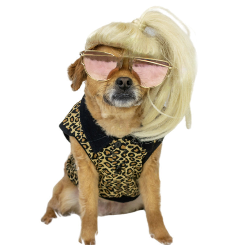 Factory direct sales cross-border pet hot-selling pet wigs dog wigs Halloween pet accessories curly hair straight hair