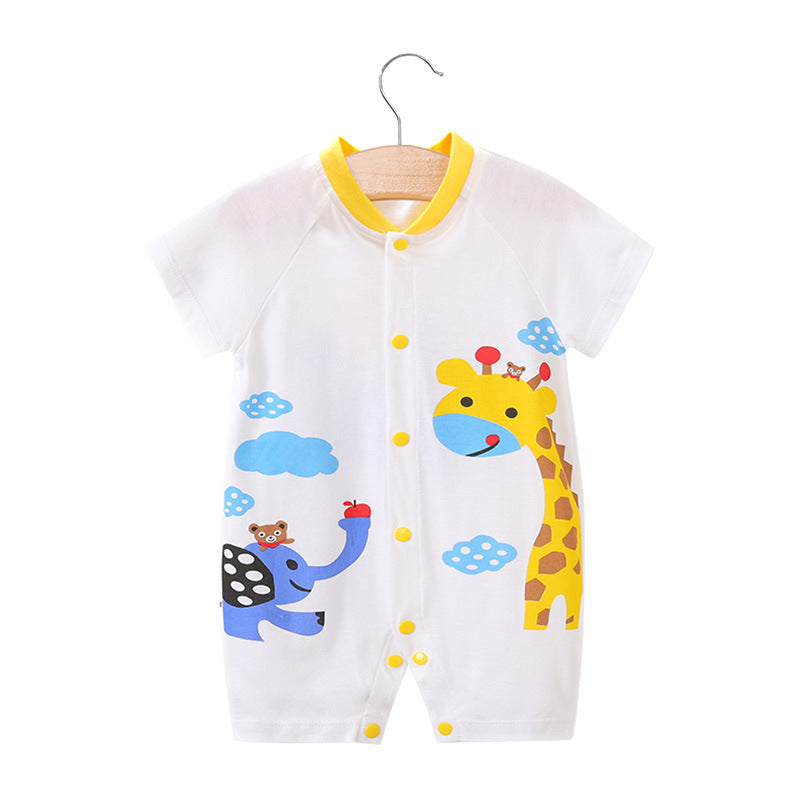 Baby jumpsuit summer clothes baby short-sleeved clothes ins style newborn cartoon animal crawling cotton romper