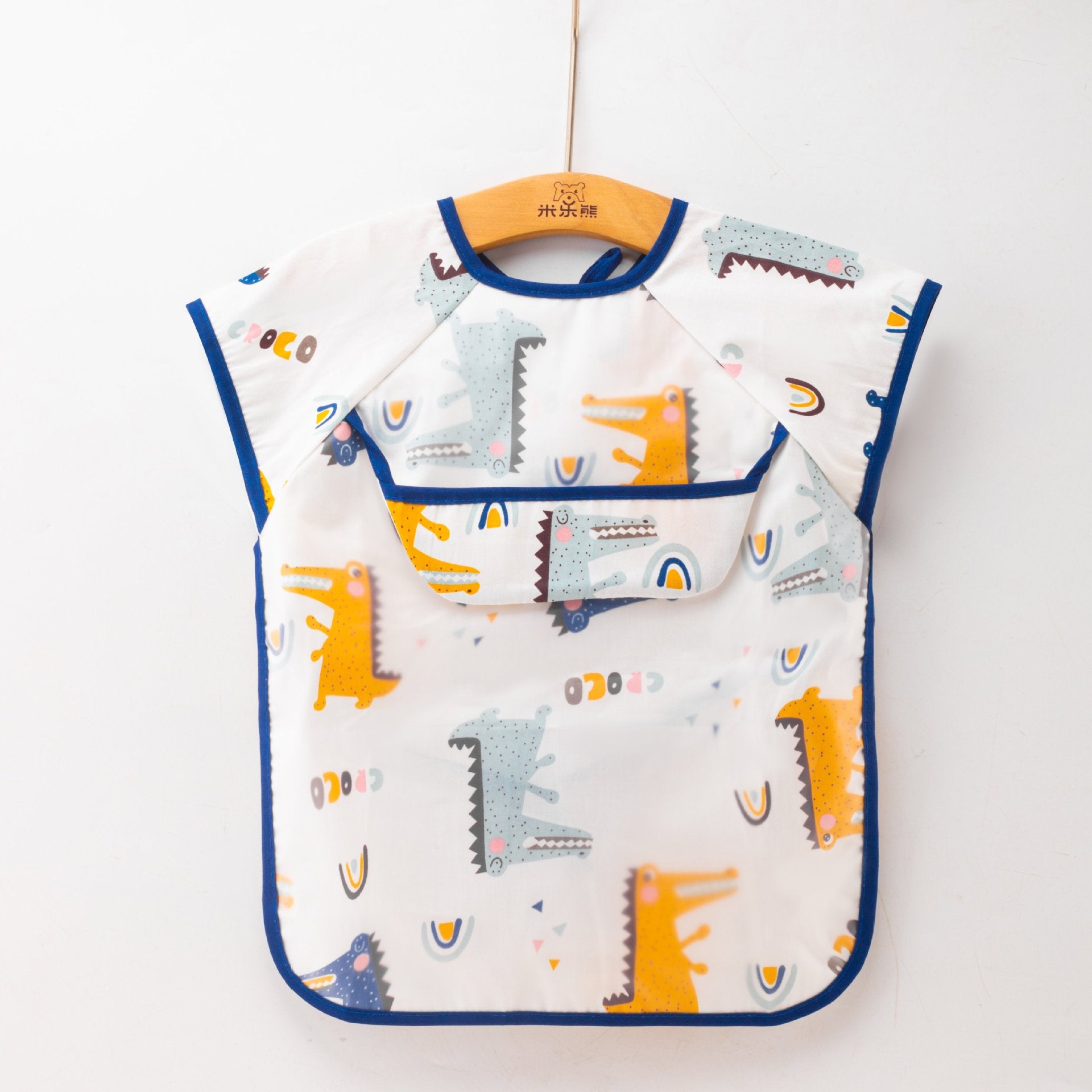 Summer pure cotton thin baby eating smock apron kindergarten waterproof anti-dirty smock bib reverse wear bib