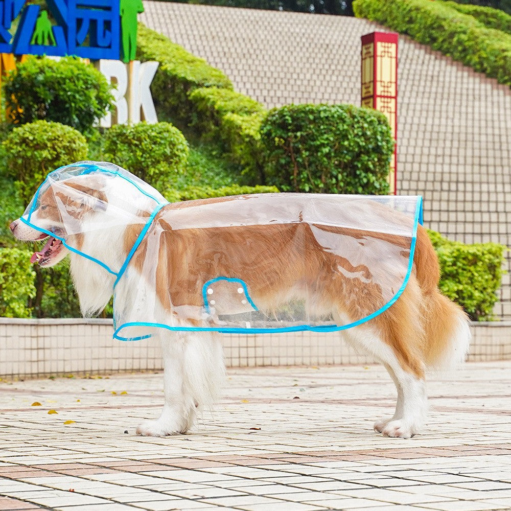 Pet raincoat transparent dog raincoat factory direct wholesale one piece waterproof windproof pet clothes large dog