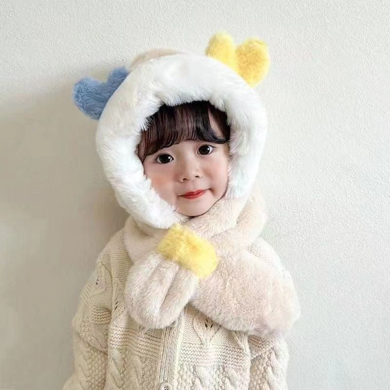 Baby hat autumn and winter newborn infant ear protection hat pure cotton cute warm boys and girls baby knitted plush hat