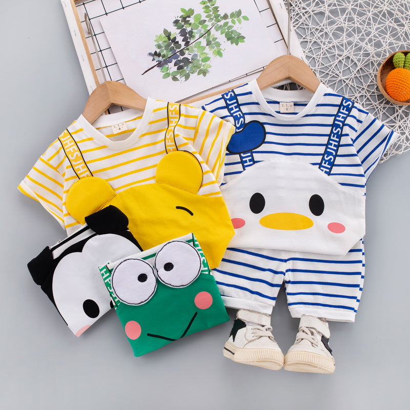 2023 children's clothing summer new style children's clothing boys baby infant suit T-shirt short-sleeved two-piece suit Korean version cross-border