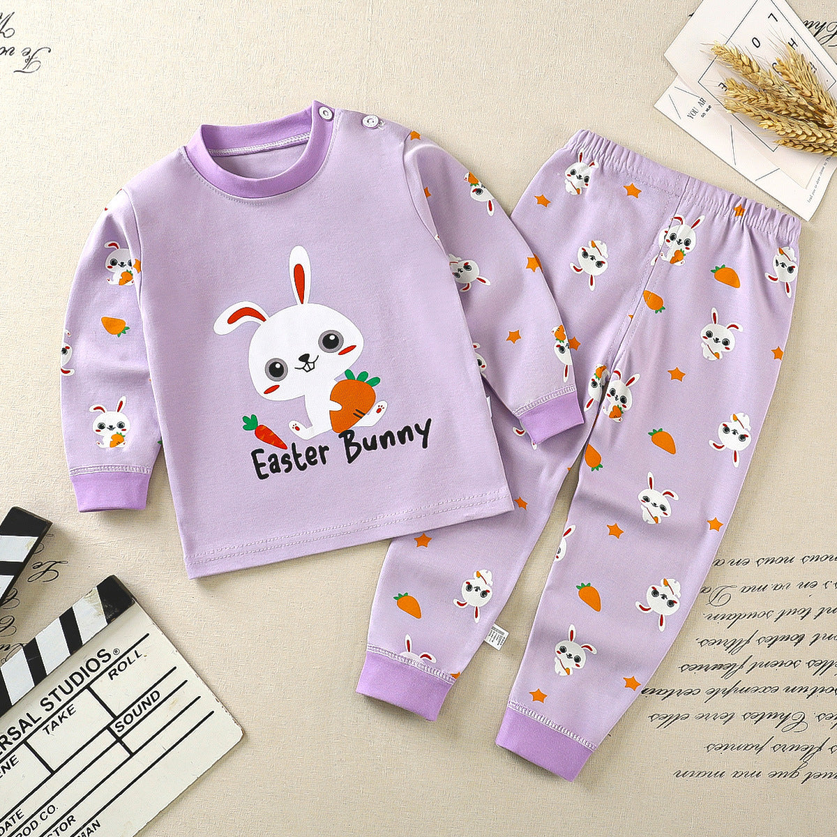 Children's underwear set cotton pajamas girls baby long johns cotton boys home clothes children's clothing wholesale