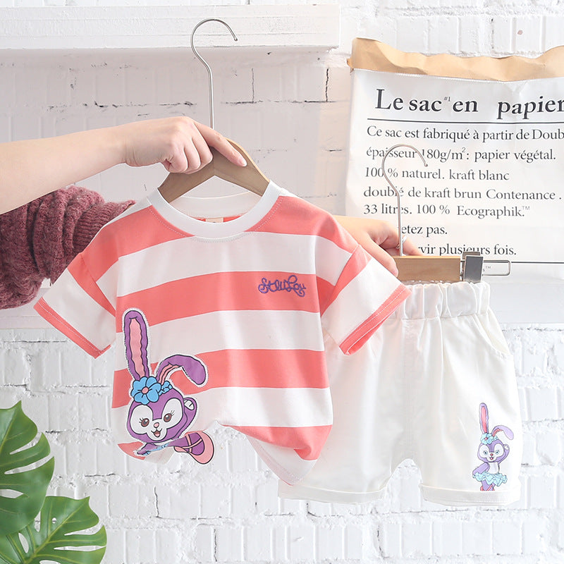 2023 children's clothing summer new style children's clothing boys baby infant suit T-shirt short-sleeved two-piece suit Korean version cross-border