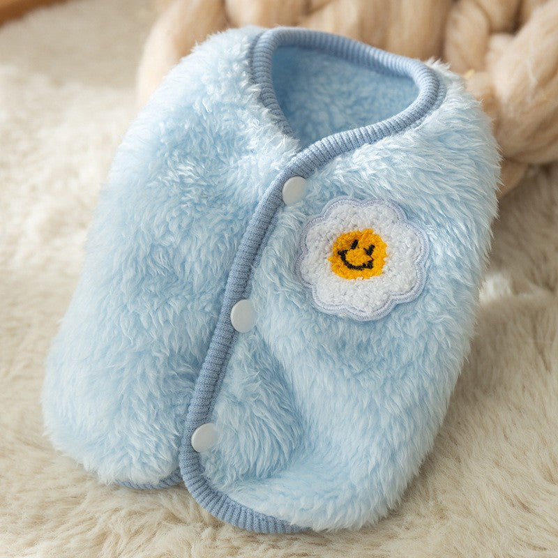 Thickened autumn and winter puppy dog clothes vest Teddy Bichon small dog can be pulled warm cat pet clothing