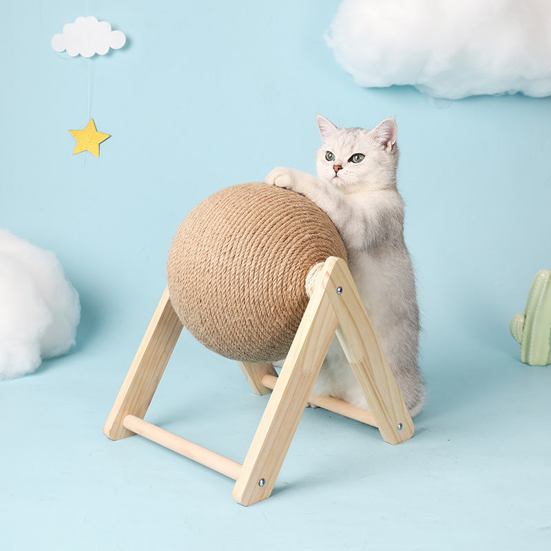 Cat scratching board cat toy wooden cat scratching ball rabbit claw sharpening hemp rope cat climbing frame durable cat scratching post pet supplies