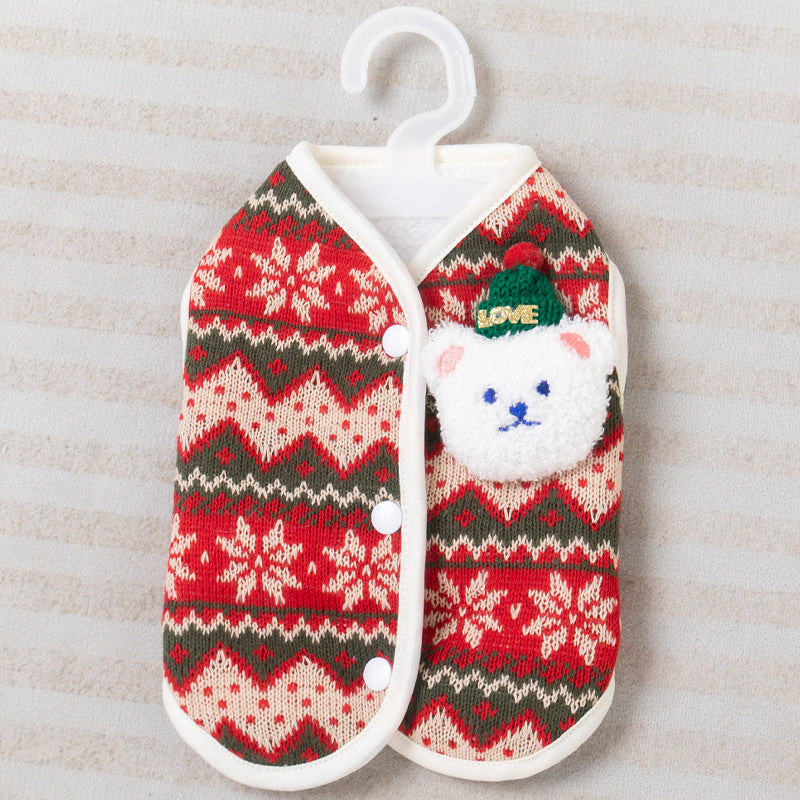 Dog clothes autumn vertical Christmas bear winter vest Teddy warm cat clothes pet clothing