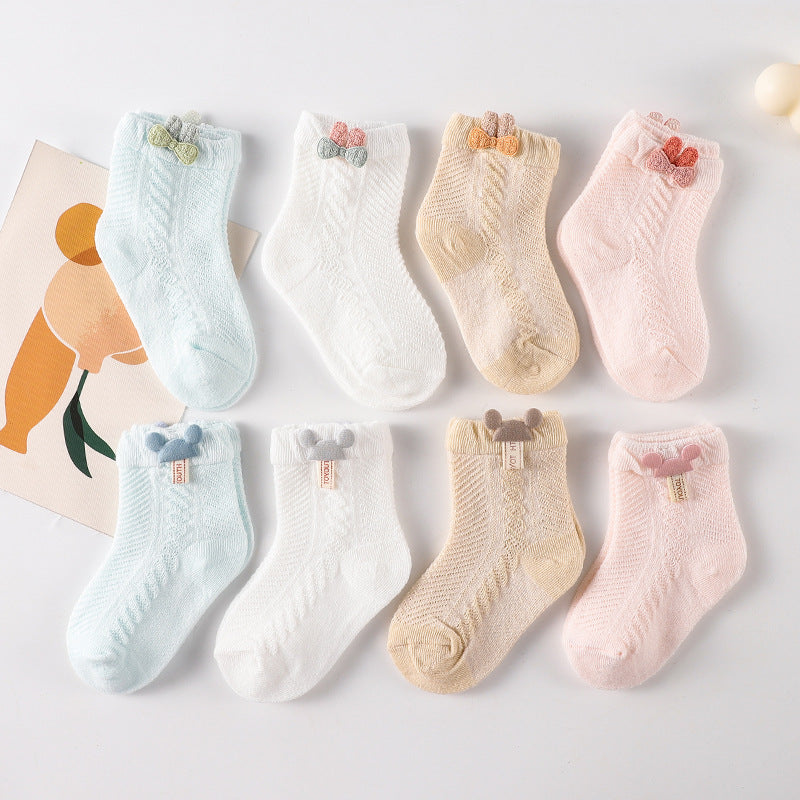 Newborn socks baby summer thin section baby boneless super cute cute middle tube socks 0-6 months wholesale baby