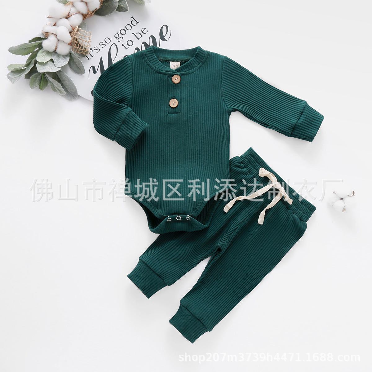 Ins AliExpress Ebay Amazon wish explosion model solid color pit striped romper long-sleeved baby suit