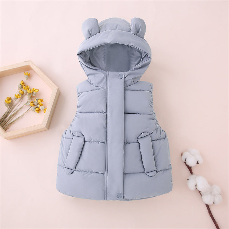 2025 autumn and winter children's thick down cotton vest vest girl waistcoat girl top baby warm cotton coat