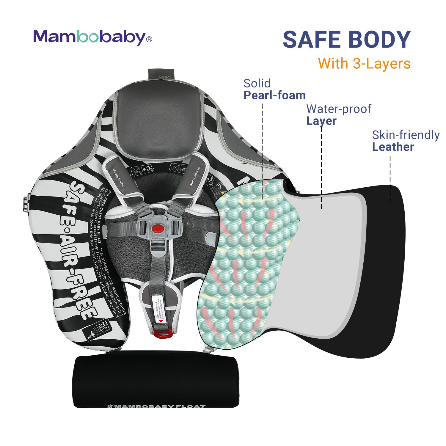 Manbao baby swimming ring 3-24 months newborn non-inflatable baby lying ring infant armpit home bathing sitting ring