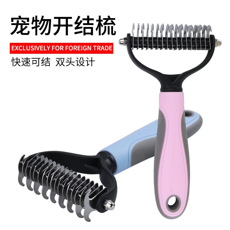 Pet Supplies Amazon Popular Knot Comb Pet Hair Removal Comb Double-sided Stainless Steel Pet Knot Comb