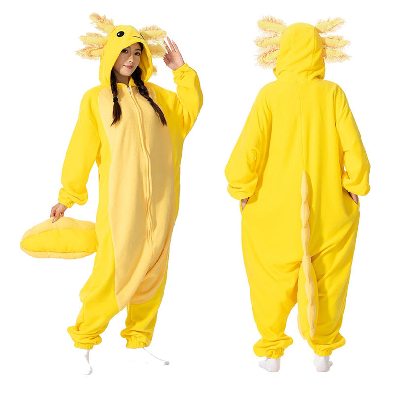 Salamander dragon taming tiger shark lion brown monkey Teletubbies adult cartoon one-piece pajamas Halloween cosp