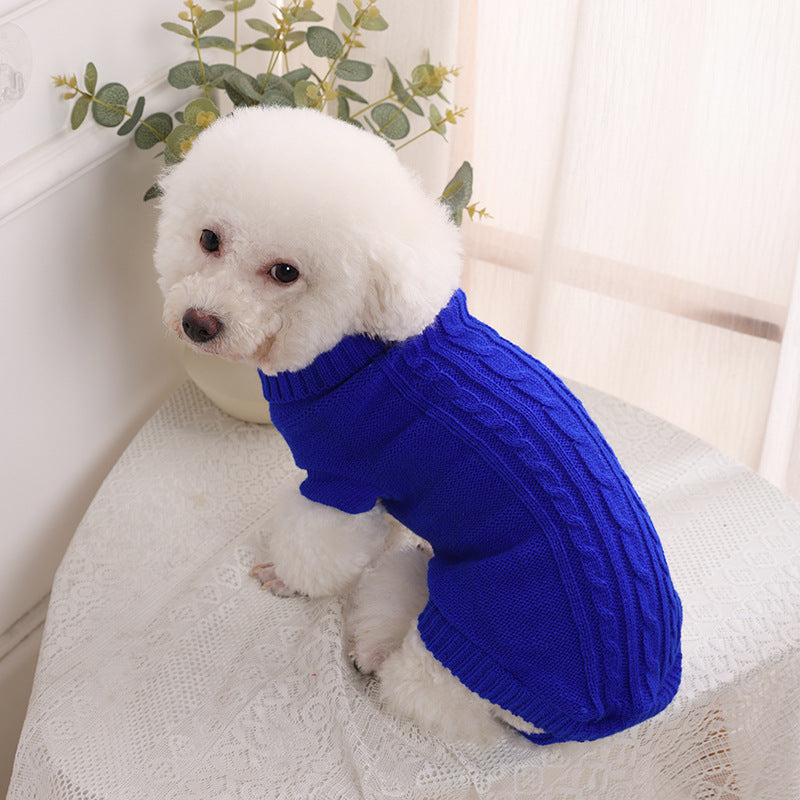 Amazon Pet Sweater Autumn and Winter Solid Color Small Dog Teddy Dog Sweater Pet Puppy Dog Clothes Wholesale
