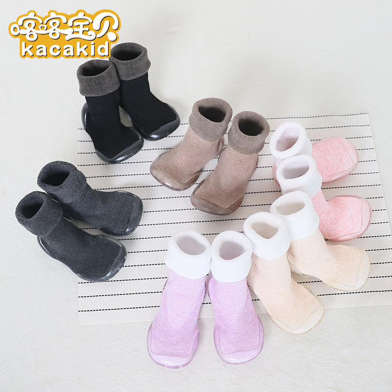Anti-slip children's indoor shoes, baby floor shoes, outdoor rubber-soled children's shoes, toddler shoes, terry winter shoes and socks