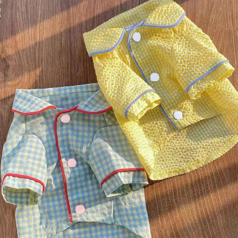 Pet spring and autumn thin dog pajamas puppy Bichon Maltese Schnauzer small fragrance style cat Teddy clothes