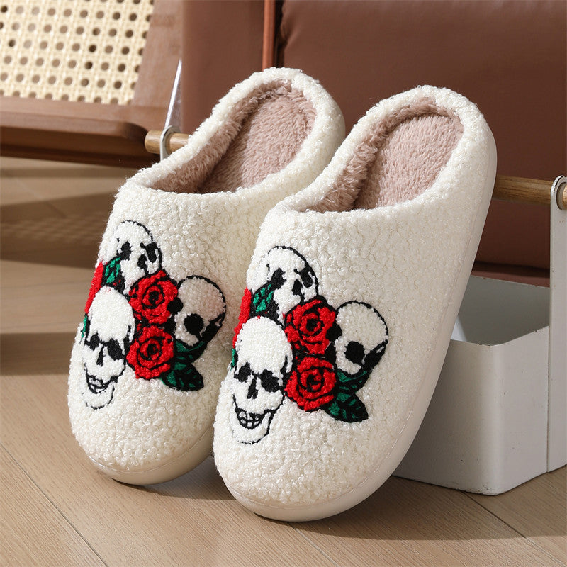 Halloween cross-border mushroom hot sale winter peach heart cotton slippers women wholesale indoor home rainbow plush warm slippers