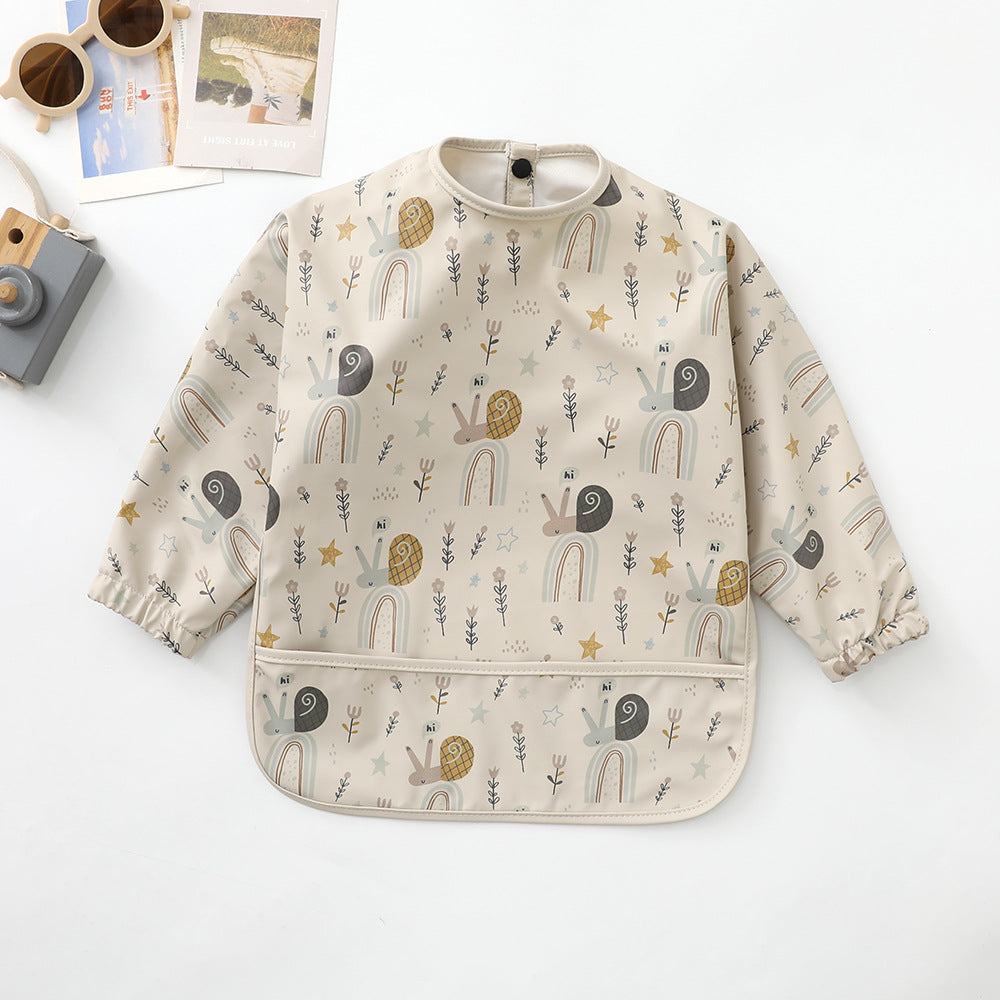 Danish children's waterproof anti-clothing bib baby eating bib super soft waterproof baby rice pocket anti-dirty feeding