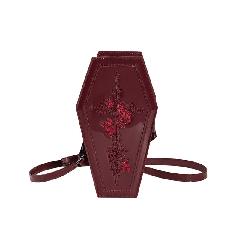 Cross-border 2024 new Halloween cross PU coffin bag European and American fashion personality funny shoulder messenger bag