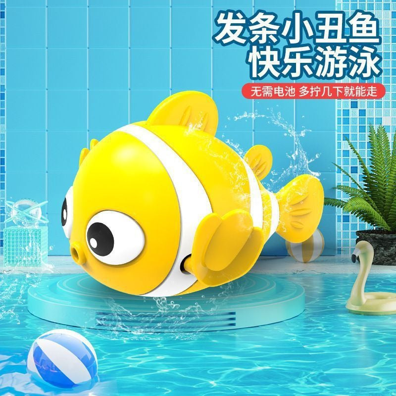 Douyin hot selling children's bathroom water swimming little penguin crab chain cool swim baby bath water toys