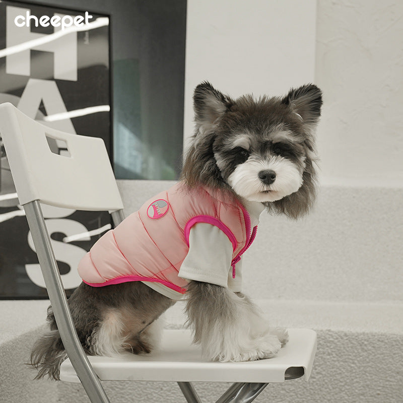 Pet cat and dog autumn and winter vest candy color double-sided wear cotton coat schnauzer basic versatile puppy dog clothes wholesale