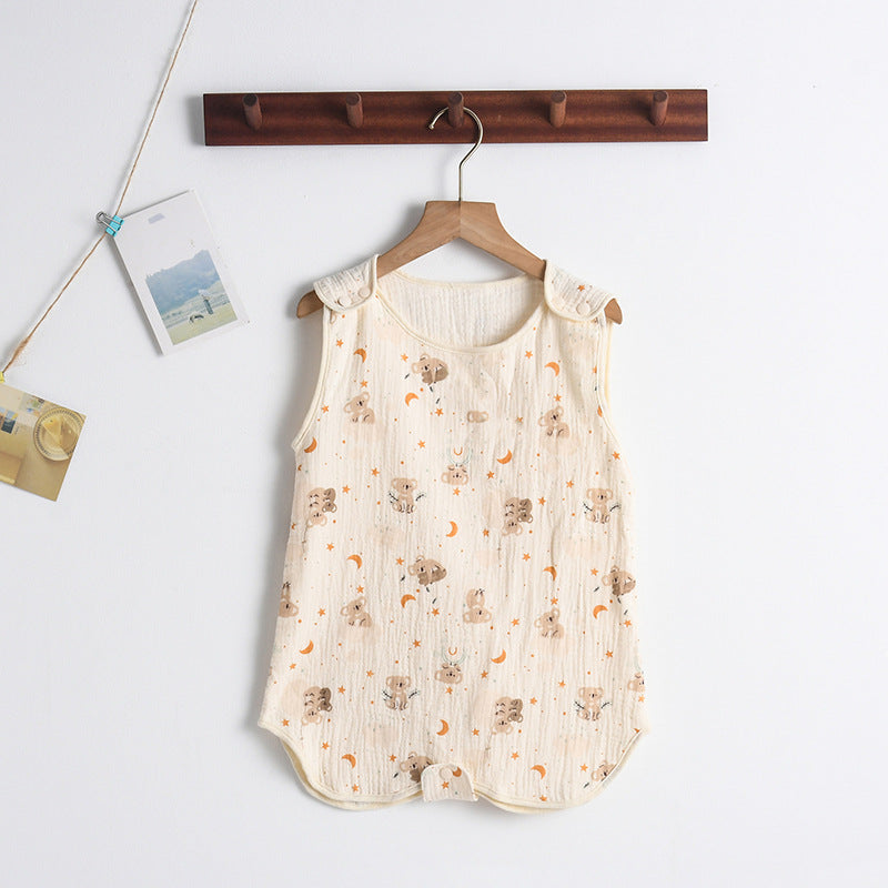 Newborn baby sleeping bag baby gauze sleeping bag children spring and summer thin anti-kick quilt four seasons universal children's pajamas