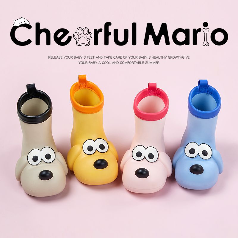 Children's rain boots for boys and girls cartoon cute puppy rain boots for baby kindergarten 3-6 years old waterproof anti-slip water rubber shoes