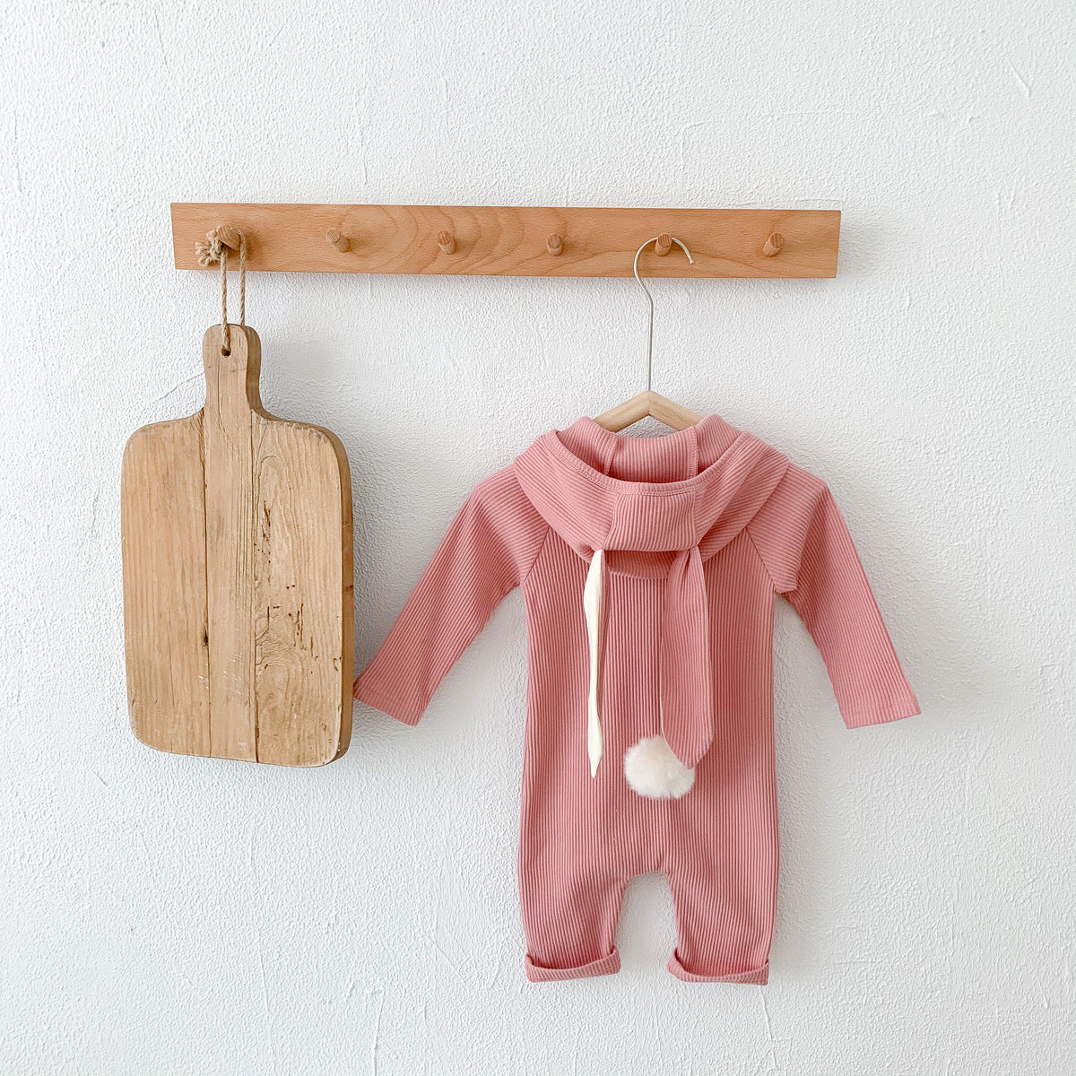 Children's clothing autumn new style boys and girls baby cute rabbit shape jumpsuit infant threaded hooded outdoor climbing clothes