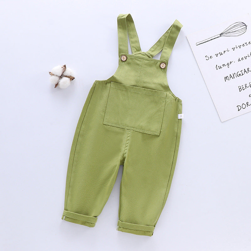 2025 new style children's overalls spring thin open crotch baby trousers small and medium children's casual pants boys and girls pants
