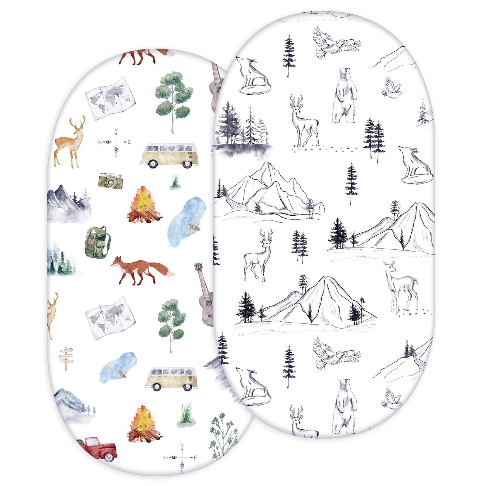 European and American baby cradle bed sheet elastic printing nursing table changing cover baby bedding set 1