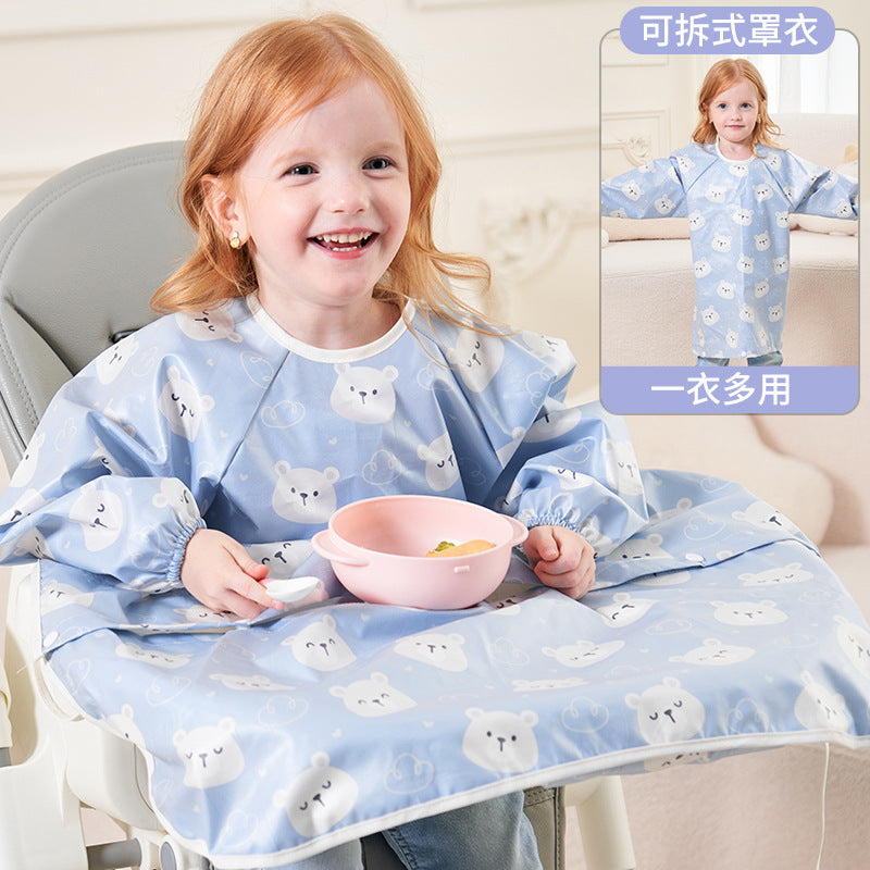 Baby eating one-piece dining chair cover children's independent eating full-cover rice pocket bib clothes baby food waterproof
