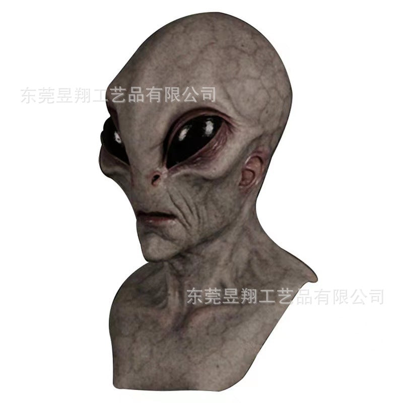 Alien mask latex hood Halloween UFO horror mask green hood cross-border new product