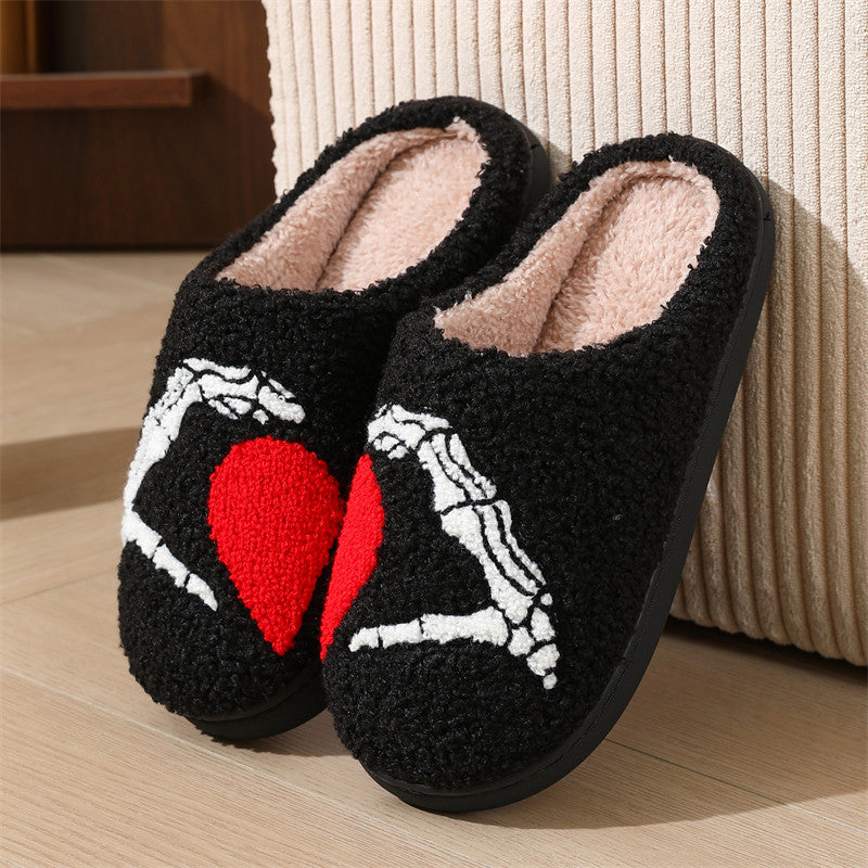 Halloween cross-border mushroom hot sale winter peach heart cotton slippers women wholesale indoor home rainbow plush warm slippers